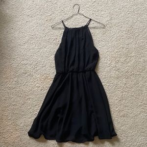 Lush Black Chiffon Sleeveless High Neck Dress - Small